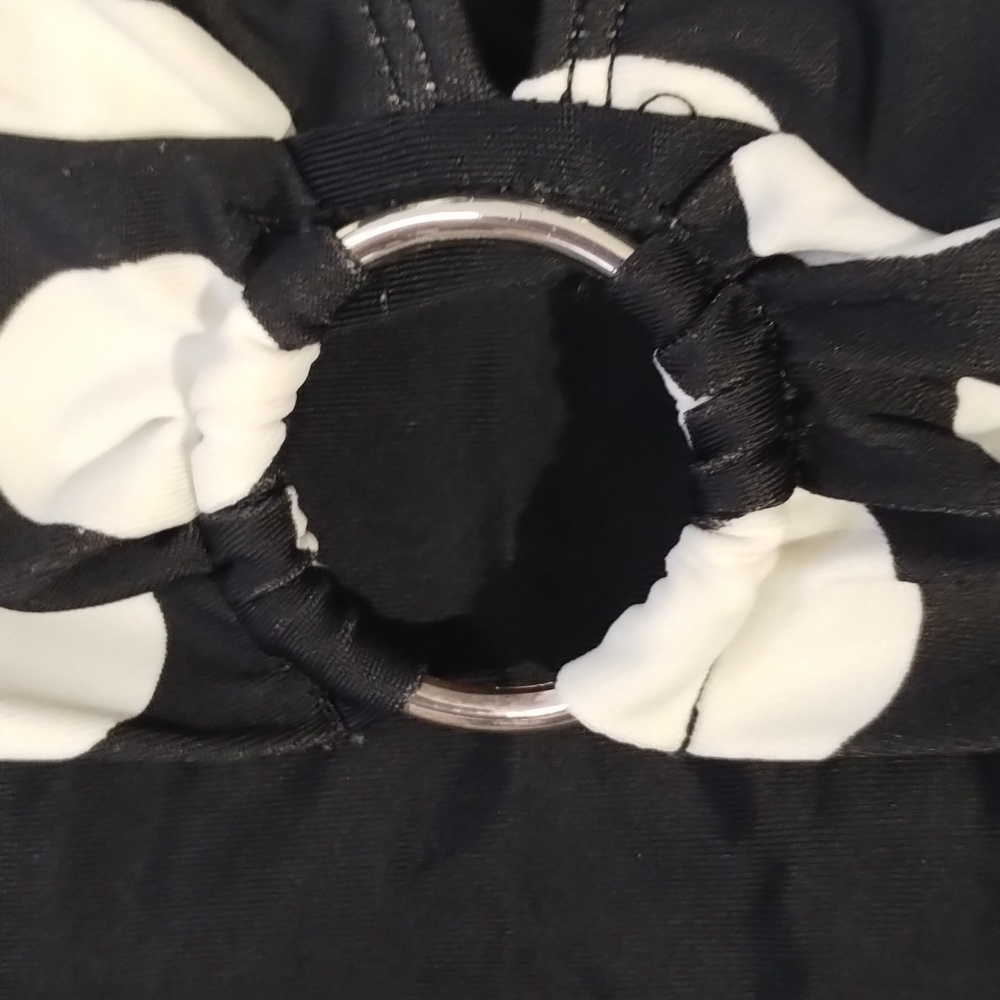 American Living Black And White Halter White Polka Dot Bodice Size 8 Tie Neck - Picture 4 of 4